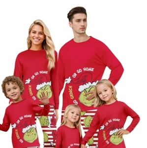 Festive Red Pajama Set with Christmas Print